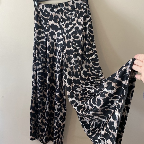 European designer women’s leopard print elastic high waist wide pants sz S/M - Picture 6 of 17